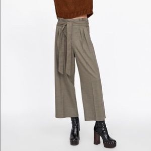 Zara Plaid High Waisted Wide Leg Pants